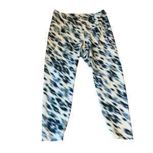 Old Navy Powersoft Leggings XL Blue White Tie Dye Stretch Activewear